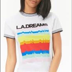 L.A. Dreams Graphic Striped-Trim Tee